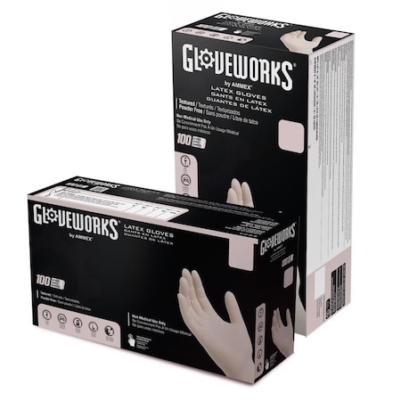 Gloveworks Latex Disposable Gloves Small Ivory Powder Free 100 Pk